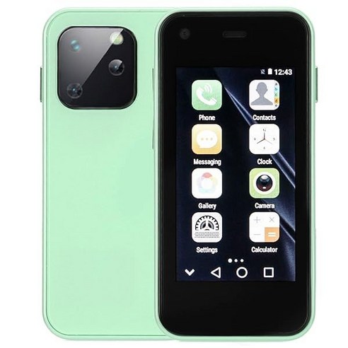 Pomya 잠금 해제된 스마트폰 미니 휴대전화 2.5인치 HD 터치스크린 경량 학생용 1GB RAM 8GB ROM 스마트폰(검정색), Green