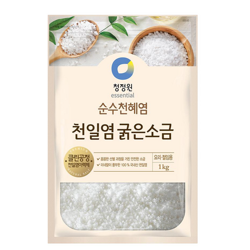 청정원 천일염 굵은소금, 1kg, 3개