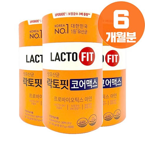 락토핏 종근당건강 생유산균 코어맥스, 120g, 3개