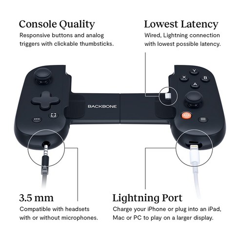 백본원 1_2세대 아이폰 안드로이드 컨트롤러 USB-C 라이트닝 플스 리모트 플레이 (관부가세포함_미국정품), 블랙, 1세대 라이트닝 (아이폰전용)