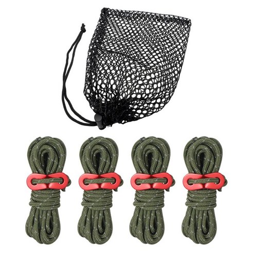 반사 paracord 야외 캠핑 텐트 바람 밧줄 4mm 알루미늄 합금 버클이있는 태양 대피소 천막, 초록, 나일론 알루미늄 합금
