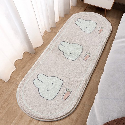 리빙쉘 주방 침대 거실 고양이 강아지 당근 패브릭 카페트 발매트, 핑크토끼