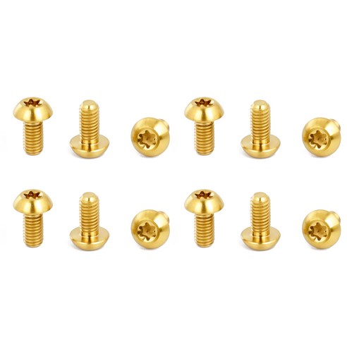 12 개/대 T25 브레이크 나사 산악 자전거 도로 사이클링 M5x10mm 디스크 브레이크 로터 볼트, 황금