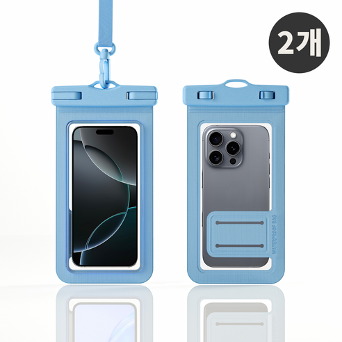 템모어 IP 프리미엄 핸드폰 방수팩, 2개, 아쿠아블루