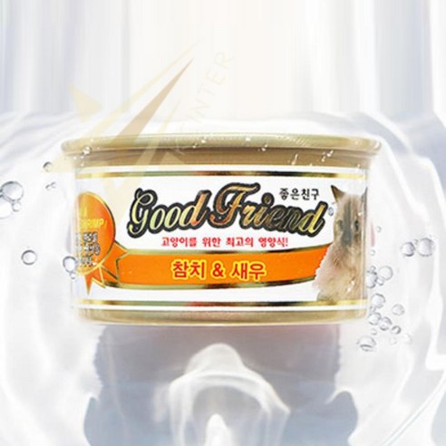 KC 굿프렌드 참치+새우 캔 85G 고양이특식