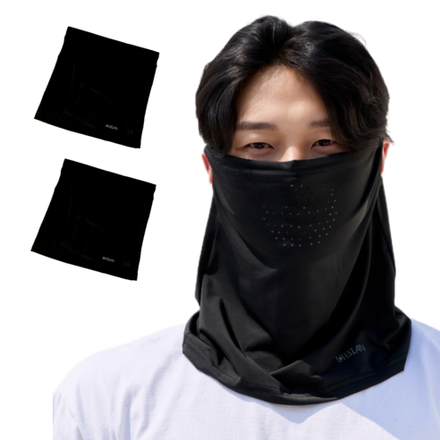 비안 자외선차단 숨구멍 귀걸이 쿨 마스크, 블랙+블랙, 1개