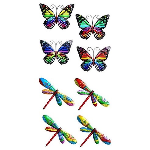 금속 잠자리와 나비 뒤뜰 마당 파티오 교수형, 여러 가지 빛깔의