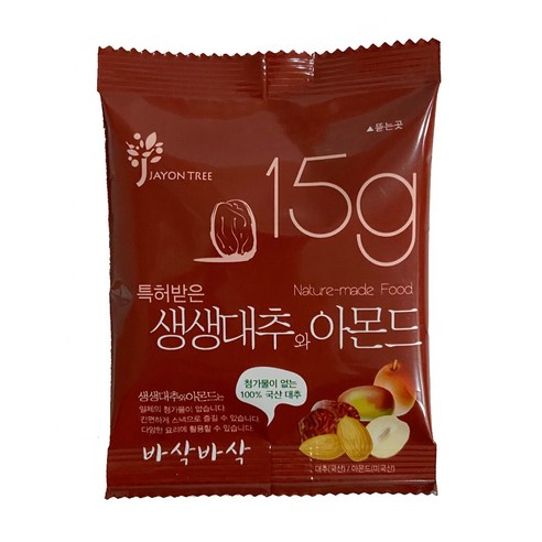 생생대추 생생대추와 아몬드 15gX10봉 대추칩, 15g, 10개