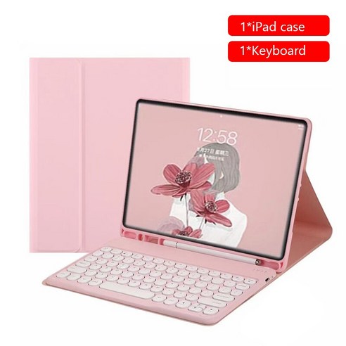 [시요] IPad Air 4 10.9 용 Bluetooth 호환 키보드 마우스 세트 iPad 10.2 2019 Air 3 2 1 Pro 11 2020 10.5 9.7 2018, pink, ForiPad20172018, ForiPad20172018