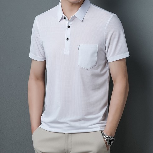 DFMEI 여름 남성 패션 간단한 포켓 셔츠 캐주얼 느슨한 옷깃 반팔 남성