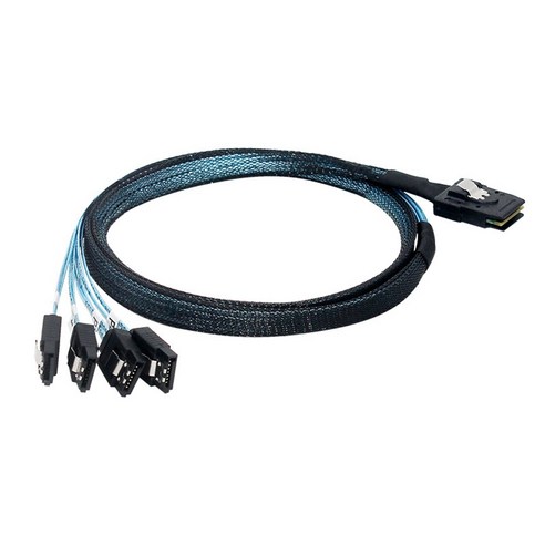 Monland 미니 SAS SFF 8087 - 4XSATA SATA 3.0 하드 디스크 케이블 6Gbps 솔리드 스테이트 드라이브 연결 1M, 1개