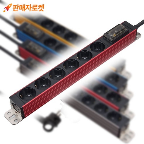 현대 서버탭 6구 알루미늄 과부하차단 누전차단 고용량멀티탭 4000W KS인증 국내생산, 레드, 1개, 1.5m