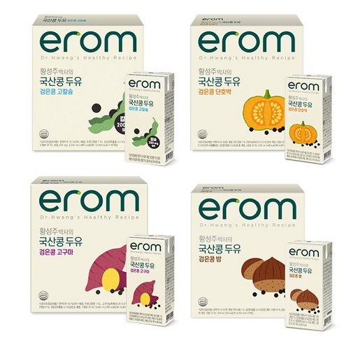 이롬 황성주 박사의 국산콩두유 4종 (고칼슘 검은콩/단호박/고구마/밤), 16개, 190ml