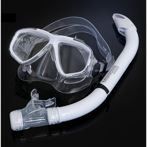 스위스비기뉴 아동 스노클링 세트 물놀이 저자극 실리콘 강화유리렌즈 마스크, 화이트