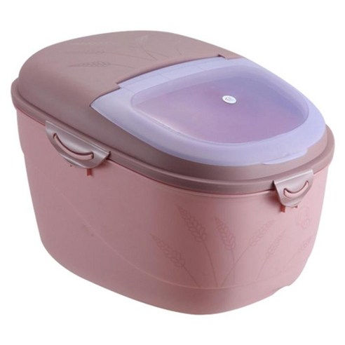 대용량 주방 식품 식료품 저장실 보관 밀폐형 시리얼 쌀 용기 탱크 (휠 포함) 주방 레스토랑 용 BPA 무료 곤충, 분홍, 플라스틱