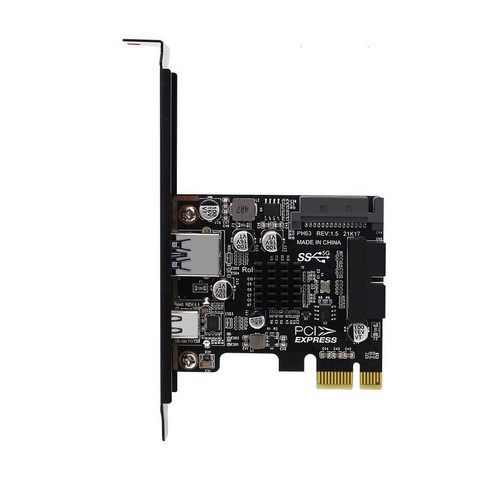 2 포트 PCI-E 3.0 X1 ~ USB 3.0 확장 카드 USB-C 허브 컨트롤러 5Gbps, 반 높이 배플