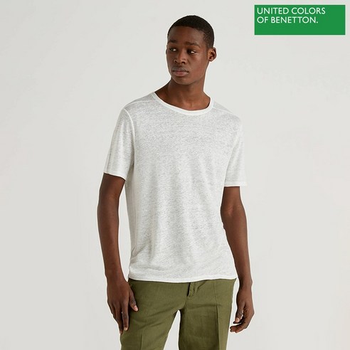 베네통 Solid linen t-shirt 1S 3S1MJ11B8 074