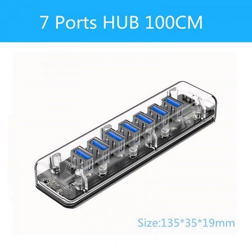 오리코usb허브 Orico 오리코 USB3.0 투명 4포트 7포트 허브 확장멀티포트, 1m, 7포트 A Best Top5