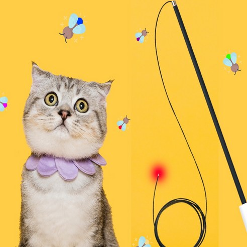 BAEKOKO 배코코 반딧불 낚시대 광섬유 고양이 장난감 고양이용품 반려동물용품, AMBER, 1개