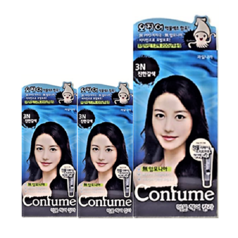 (2+1)웰코스 컨퓸 먹물 헤어칼라 3N진한갈색(대용량) - 일반염색제(새치) | 쿠팡