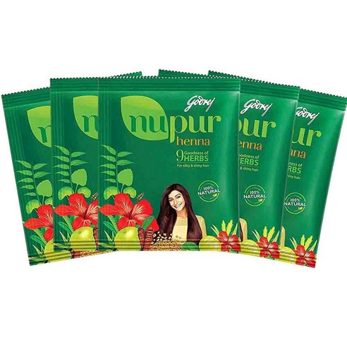 누푸르 인도 헤나 가루 염색약 멘디 영양 5팩, 120g x 5팩