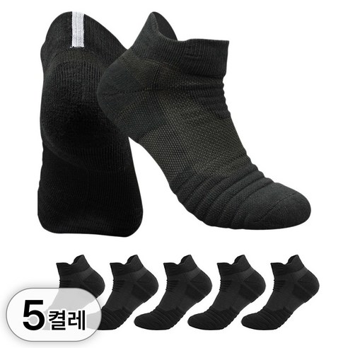 5쌍 세트 프리미엄 스포츠 양말 두꺼운 쿠션 에어 삭스 남자 여자 등산 러닝 헬스 프로 런닝 용 남성 여성, R25015A(5쌍 세트 프로 단목, 블랙