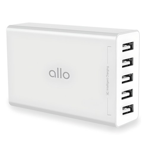 알로코리아 USB 5포트 2.4A 스마트 멀티 고속 충전기 UC401S, 화이트, 1개