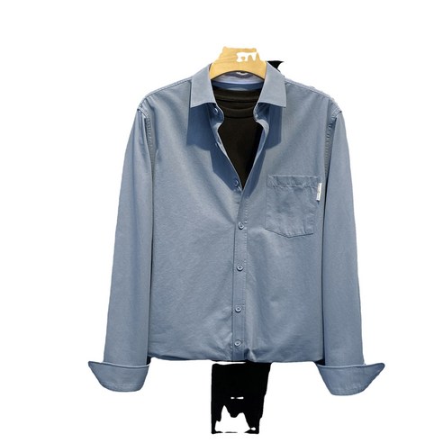 ANKRIC 가을 세척면 품질의 셔츠 남성용 긴 소매 포켓 디자인 캐주얼 선명한 코트 패션 잘 생긴 셔츠 남성. 셔츠