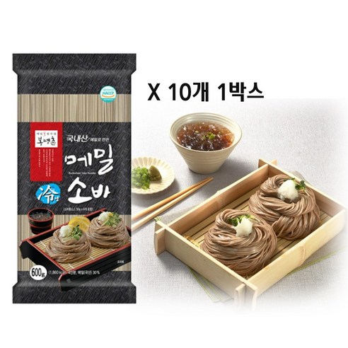 봉평촌 국내산 메밀 소바 냉모밀 메밀국수 모밀국수 600g, 10개