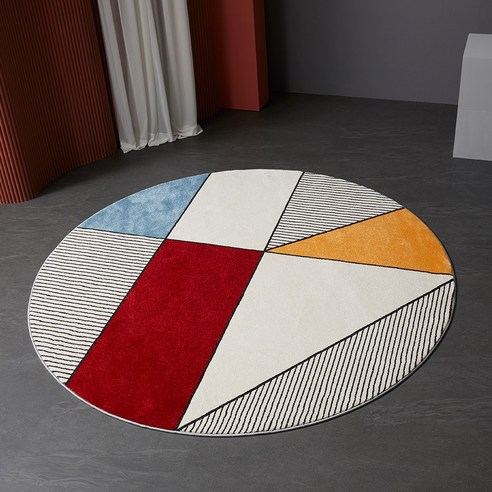 스페인 감성의 열정적인 레드, 공간을 물들이는 고급 원형 카페트