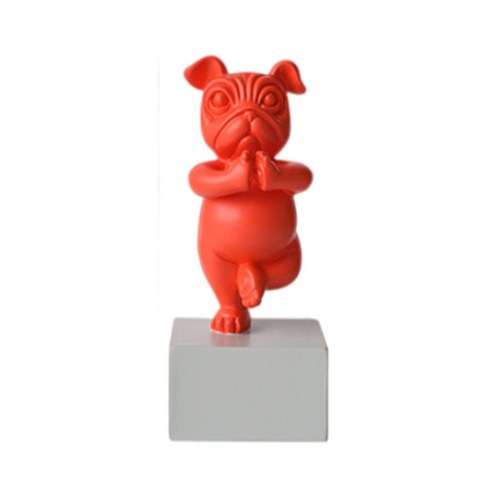재미 있은 프랑스 불독 동상 개 조각 거실 홈 바 장식품 장식, {"수건소재":"수지"}, 빨간색