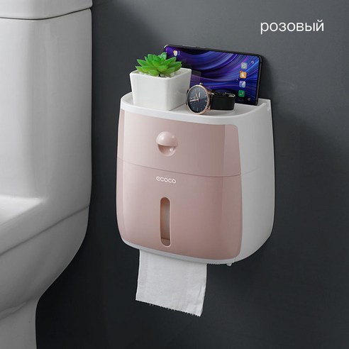 화장실 종이 홀더 방수 벽 마운트 화장지 트레이 롤 종이 튜브 스토리지 박스 트레이 티슈 박스 선반 욕실 제품, 분홍색