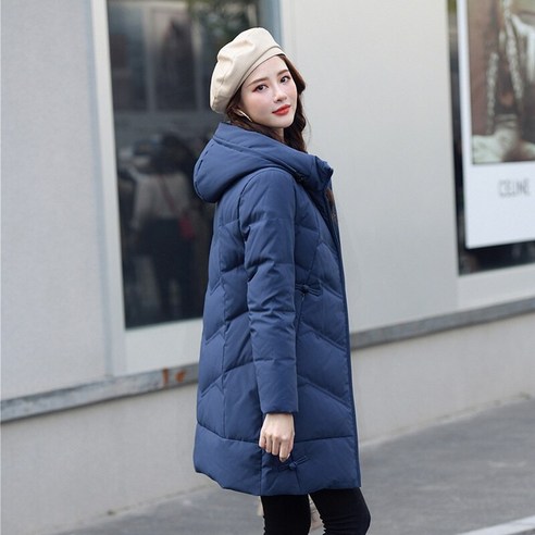 Bossiao 다운 자켓 여성 중반 새로운 패션 캐주얼 한국 스타일 느슨한 후드 두꺼운 따뜻한 코트