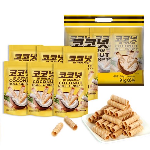 코코넛 크래커 크리스피롤 91g x 6봉, 1개, 546g