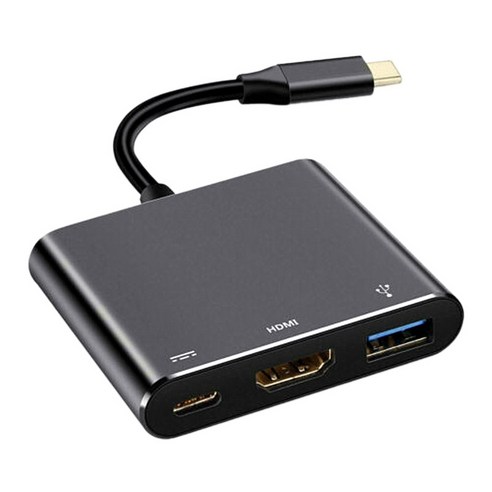 Monland USB 3.1 변환기 C-HDMI 호환 어댑터 Type 호환/USB 3.0/Type-C 알루미늄(검정색), 검은 색