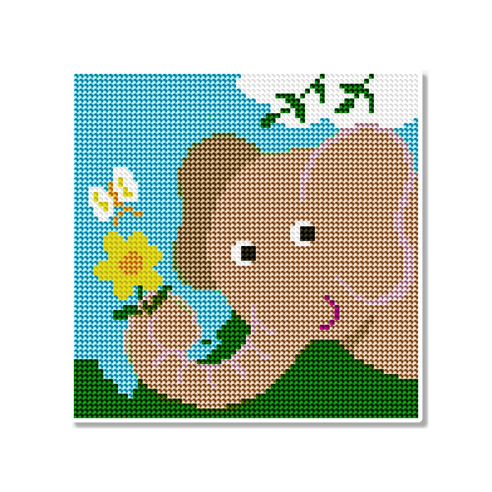 모모픽스 보석십자수 20x20cm 캔버스형 동물 공룡, DB07 꽃과 코끼리