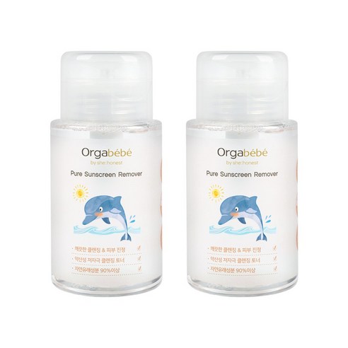 오가베베 아기 선크림 클렌징 토너 150ml 원터치 리무버 썬크림 클렌저 유아, 2개