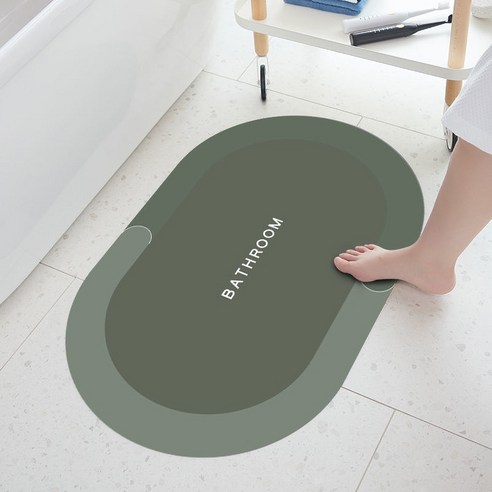 ZZJJC 소프트 실리카 욕실 매트 캐릭터 화장실 입구 물흡입 매트 화장실 미끄럼 방지 매트 속건 매트, 규조니-멜로(타원형), 40*60cm