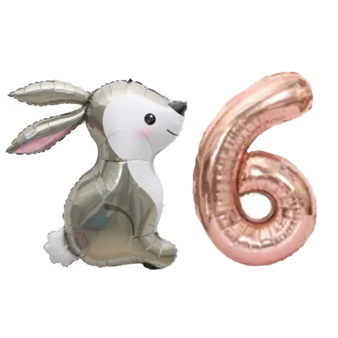 파파 파티 곰돌이 토끼 풍선 생일 파티 숫자 풍선 세트, 토끼 6, 1세트