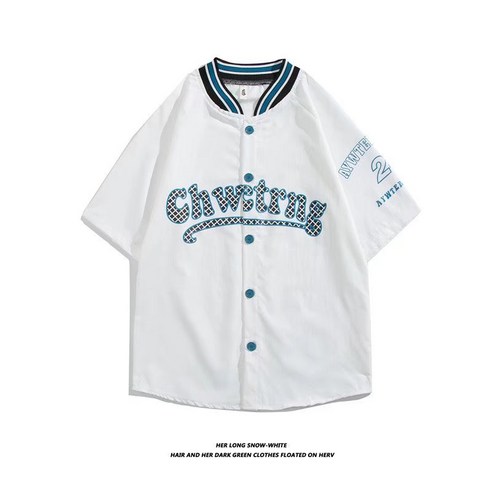 M-3XL 남성용 느슨한 캐주얼 패션 셔츠 야구 반팔 셔츠 1245