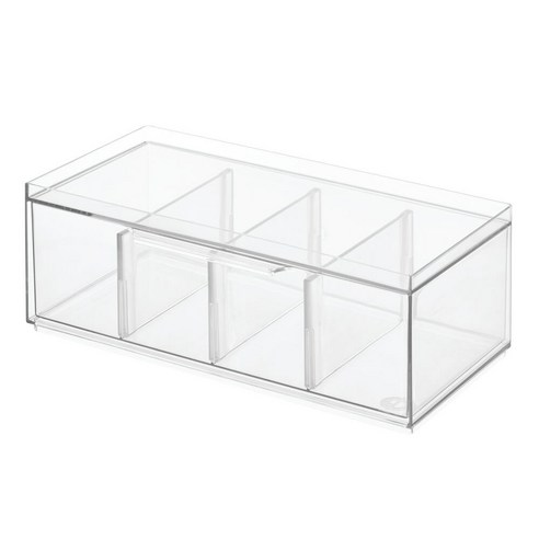 iDESIGN 크리스프 티 스토리지 오거나이저 티박스 31.7 x 15.9 11.4cm, 1개, Clear
