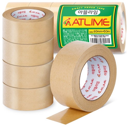 아뜰라임 크라프트 찢어쓰는 종이 박스 테이프 60mm x 50m, 5개