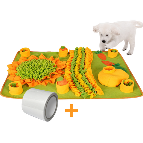 59cm x 78cm 강아지 노즈워크 당근농장 매트 + 카페트 고정 테이프, 1개, 오렌지