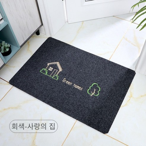 매트 문 매트 문 문 문 문 매트 욕실 흡수성 미끄럼 방지 침실 매트 홈 주방 카펫, 자수-회색-사랑의 집