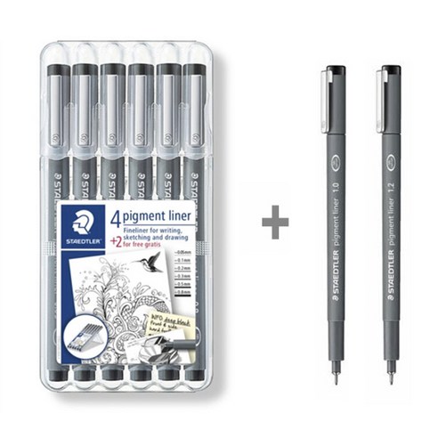 스테들러 피그먼트 라이너 308 세트, 피그먼트 라이너 308SB6P(4+2)개+2개 세트, 2개