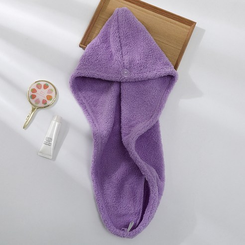 나노 섬유 흡착제 농축 드라이 헤어 타올 극세사 빨리 드라이 고급형, 65*25CM, 자주색