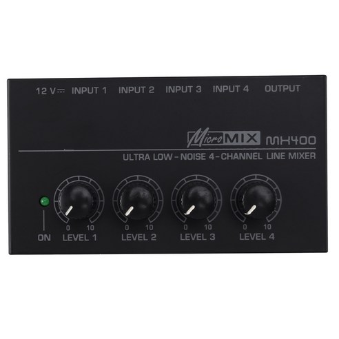 노 브랜드 Mx400 초소형 4 채널 미니 오디오 스테레오 헤드폰 앰프(전원 어댑터 포함) Black Eu Plu, 헤드폰 앰프