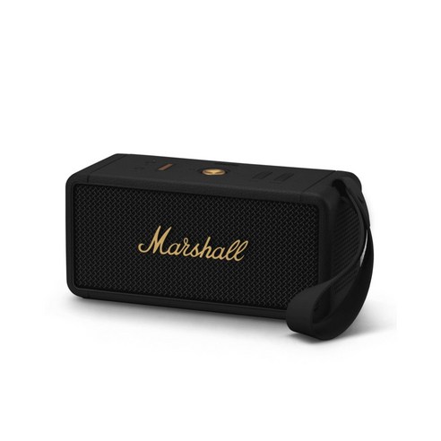 마샬 미들턴 휴대용 블루투스 스피커, 방수 및 방진 성능, 20분 고속 충전, 55% 재생 플라스틱, STACK 모드 지원, 앱을 이용한 사운드 커스터마이징