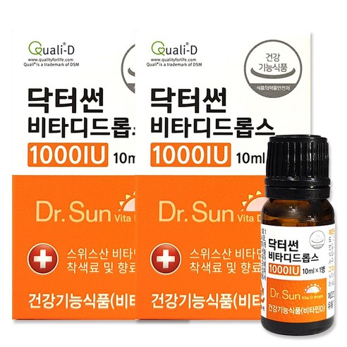 닥터썬 비타디드롭스 1000IU 비타민D 임산부 성인 청소년 어린이 액상 비타민D3, 10ml, 2개