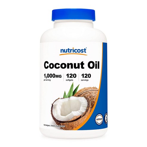 뉴트리코스트 코코넛 오일 1 000mg 캡슐 120캡슐 1서빙 1 000mg 120회분 Coconut Oil Softgels [1000 MG] [120 SFG], 1개, 120정